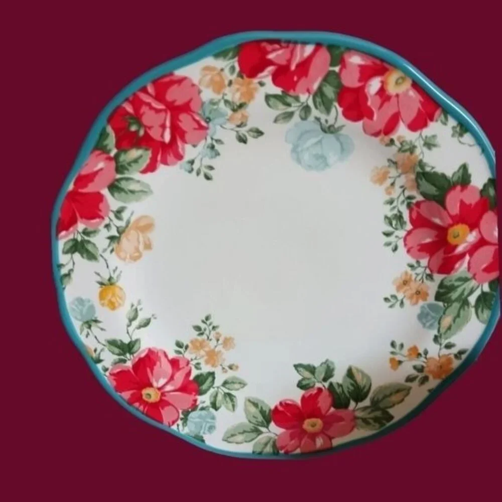 The pioneer woman vtg floral 5 pcs dinner plate set wht/pink/ turquoise colors - Picture 3 of 9